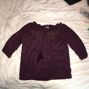 Deep Maroon Button Blouse